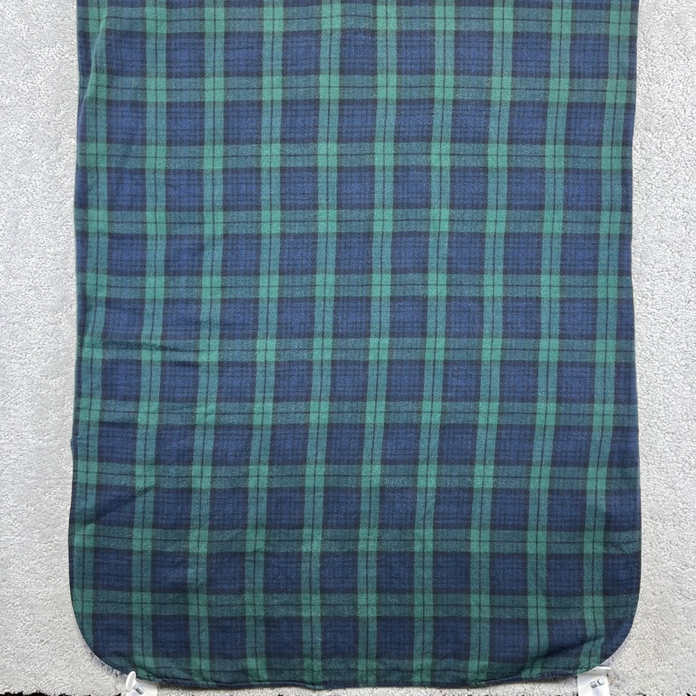 VINTAGE LL Bean Night Shirt Size L Green Blue Plaid Longsleeve Henley Pajama - Picture 13 of 16